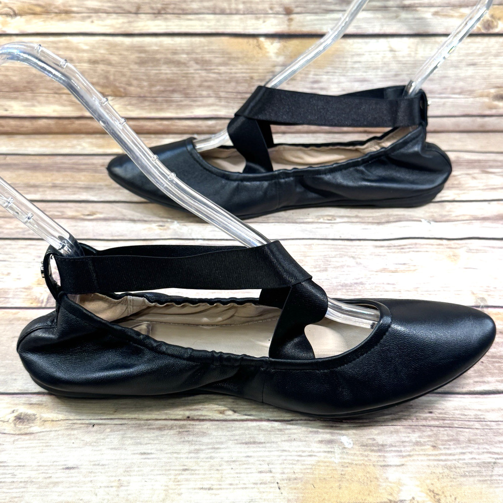 Taryn Rose Women’s Black Napa Leather Edina Pointed Toe Ballet Flat Shoes 9 - Picture 5 of 8